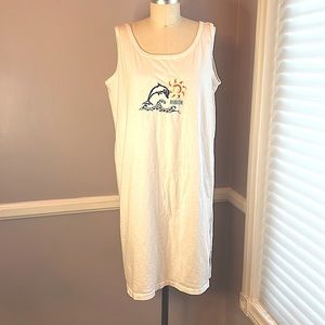 Tank dress beach coverup embroidered with  Florida dolphin sun and ocean wave